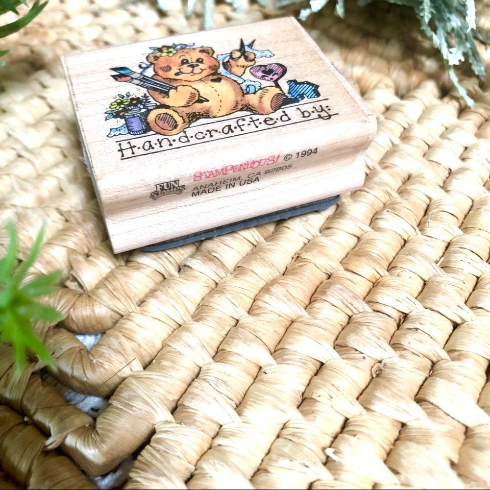 Set of 2 Vintage 1990s Wood Rubber Scrapbook Stamp Handcrafted Teddy Bear - Picture 7 of 16
